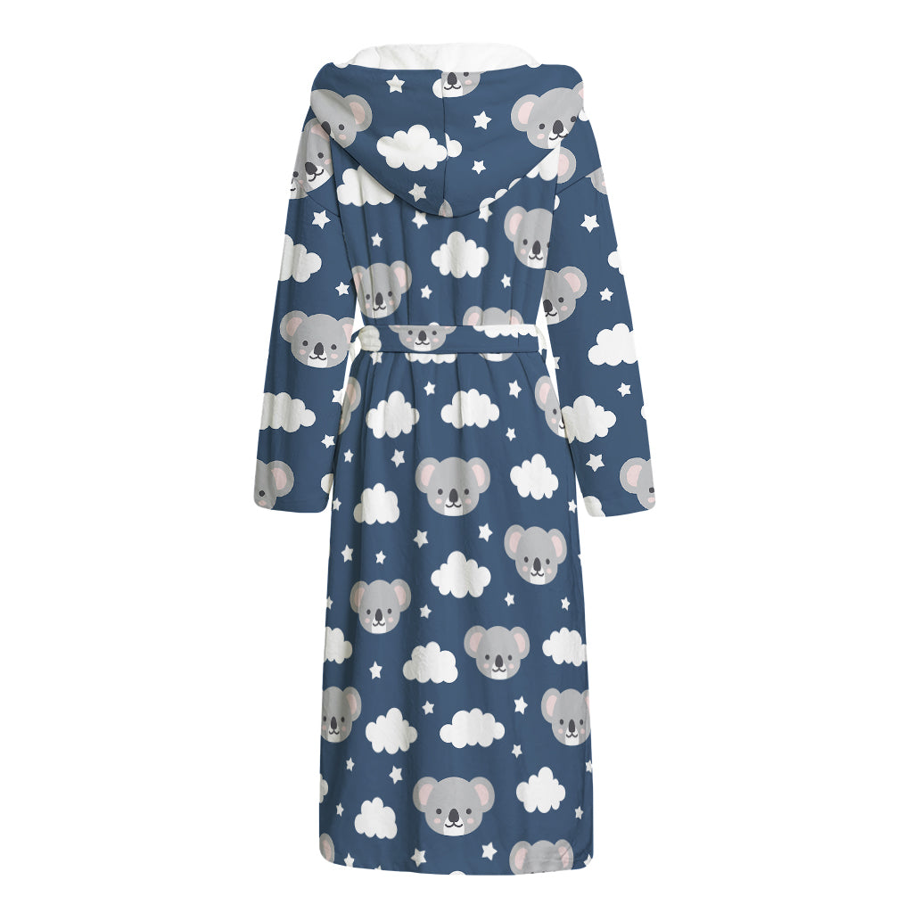 Good Night Koala Pattern Print Hooded Bathrobe