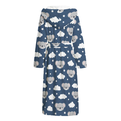 Good Night Koala Pattern Print Hooded Bathrobe