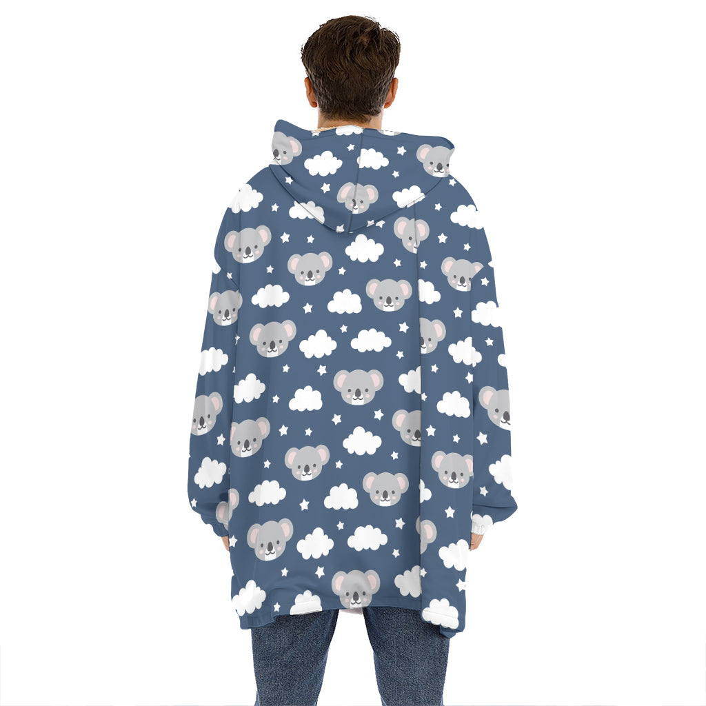 Good Night Koala Pattern Print Hoodie Blanket