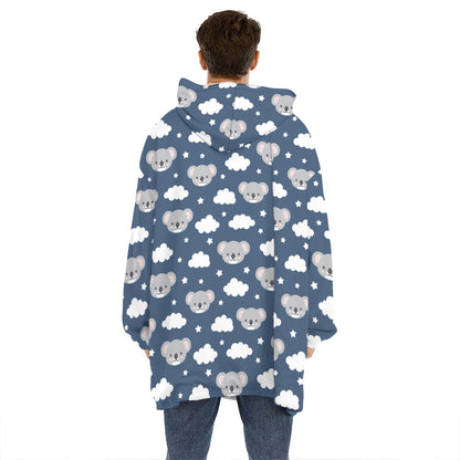 Good Night Koala Pattern Print Hoodie Blanket