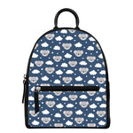 Good Night Koala Pattern Print Leather Backpack
