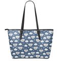 Good Night Koala Pattern Print Leather Tote Bag With Zipper