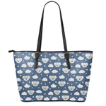 Good Night Koala Pattern Print Leather Tote Bag