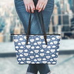 Good Night Koala Pattern Print Leather Tote Bag