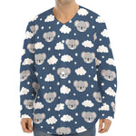 Good Night Koala Pattern Print Long Sleeve Baseball Jersey