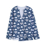 Good Night Koala Pattern Print Long Sleeve Short Coat
