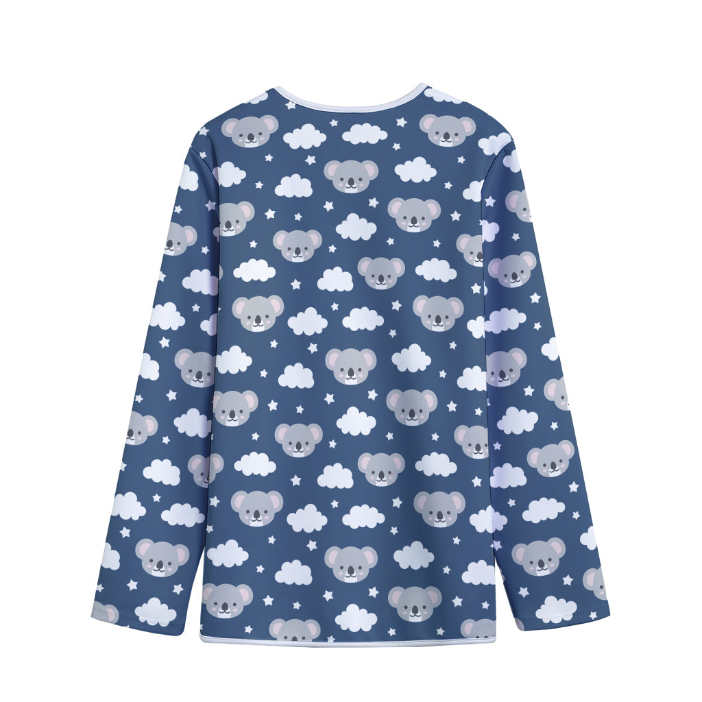 Good Night Koala Pattern Print Long Sleeve Short Coat