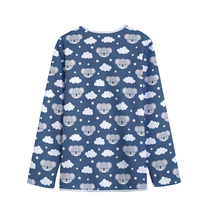 Good Night Koala Pattern Print Long Sleeve Short Coat