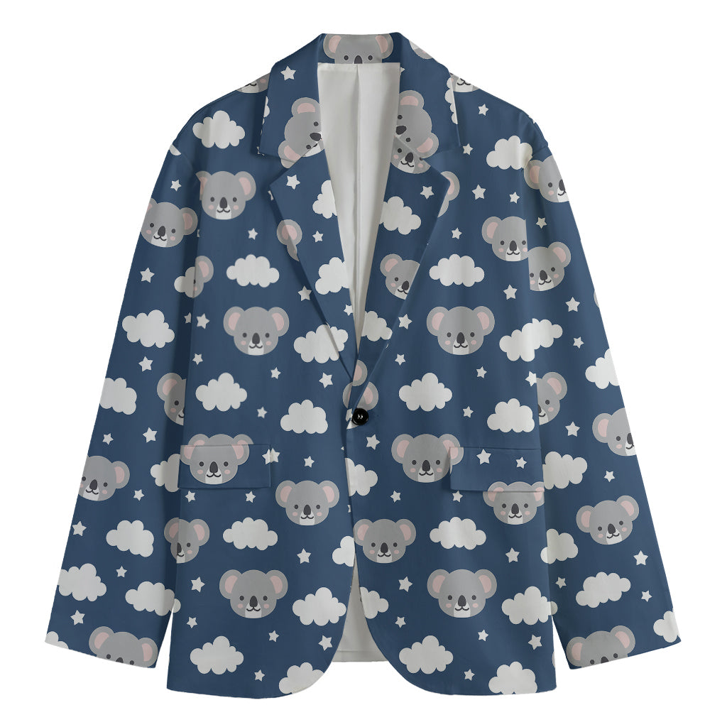 Good Night Koala Pattern Print Men's Blazer