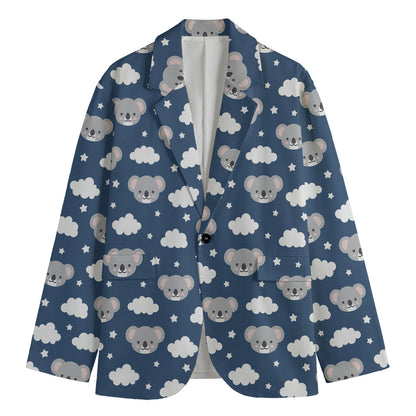 Good Night Koala Pattern Print Men's Blazer
