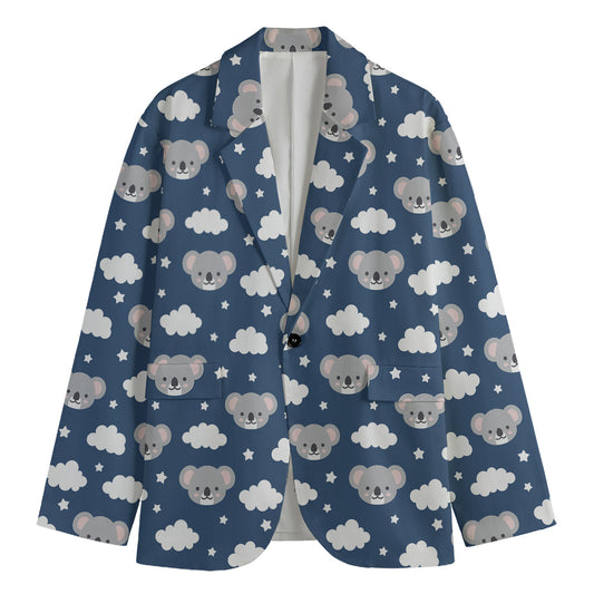 Good Night Koala Pattern Print Men's Cotton Blazer