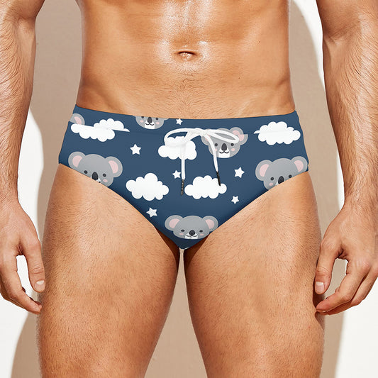 Good Night Koala Pattern Print Men's Swim Briefs