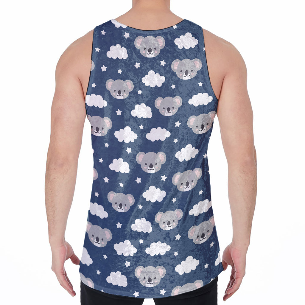 Good Night Koala Pattern Print Men's Velvet Tank Top