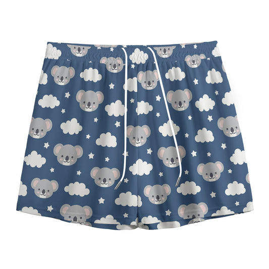 Good Night Koala Pattern Print Mesh Shorts