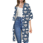 Good Night Koala Pattern Print Open Front Beach Cover Up