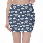 Good Night Koala Pattern Print Pencil Mini Skirt