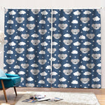 Good Night Koala Pattern Print Pencil Pleat Curtains