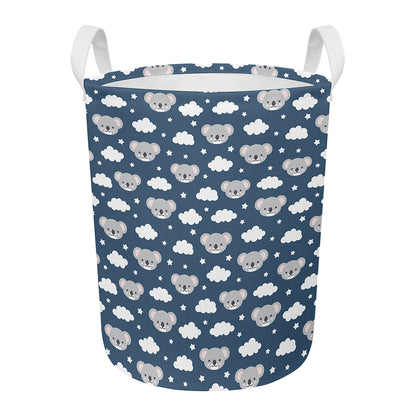 Good Night Koala Pattern Print Round Laundry Basket