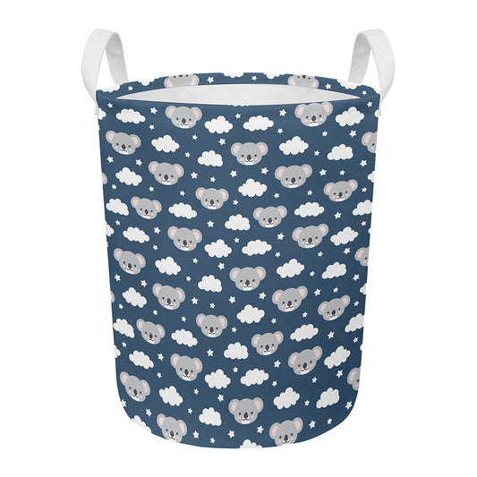 Good Night Koala Pattern Print Round Laundry Basket