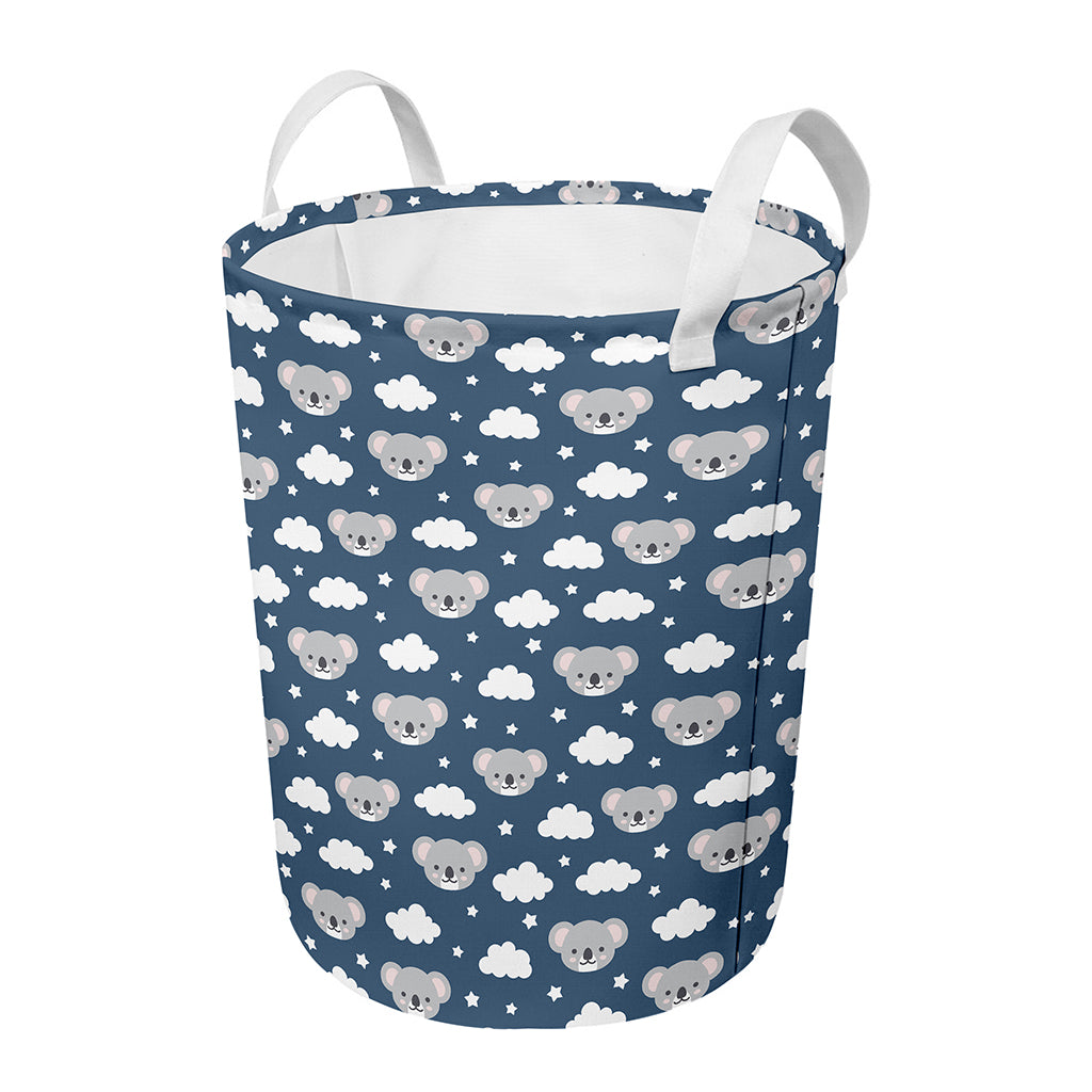 Good Night Koala Pattern Print Round Laundry Basket