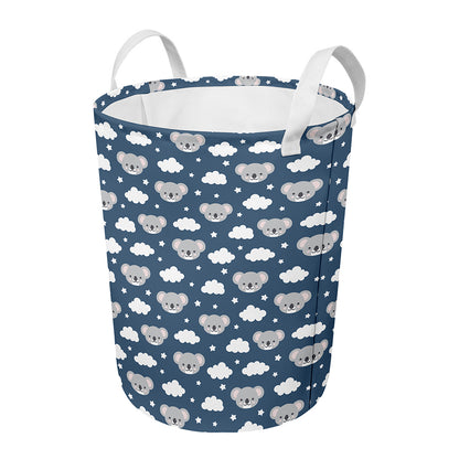Good Night Koala Pattern Print Round Laundry Basket
