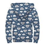Good Night Koala Pattern Print Sherpa Lined Zip Up Hoodie