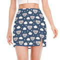 Good Night Koala Pattern Print Side Slit Mini Skirt