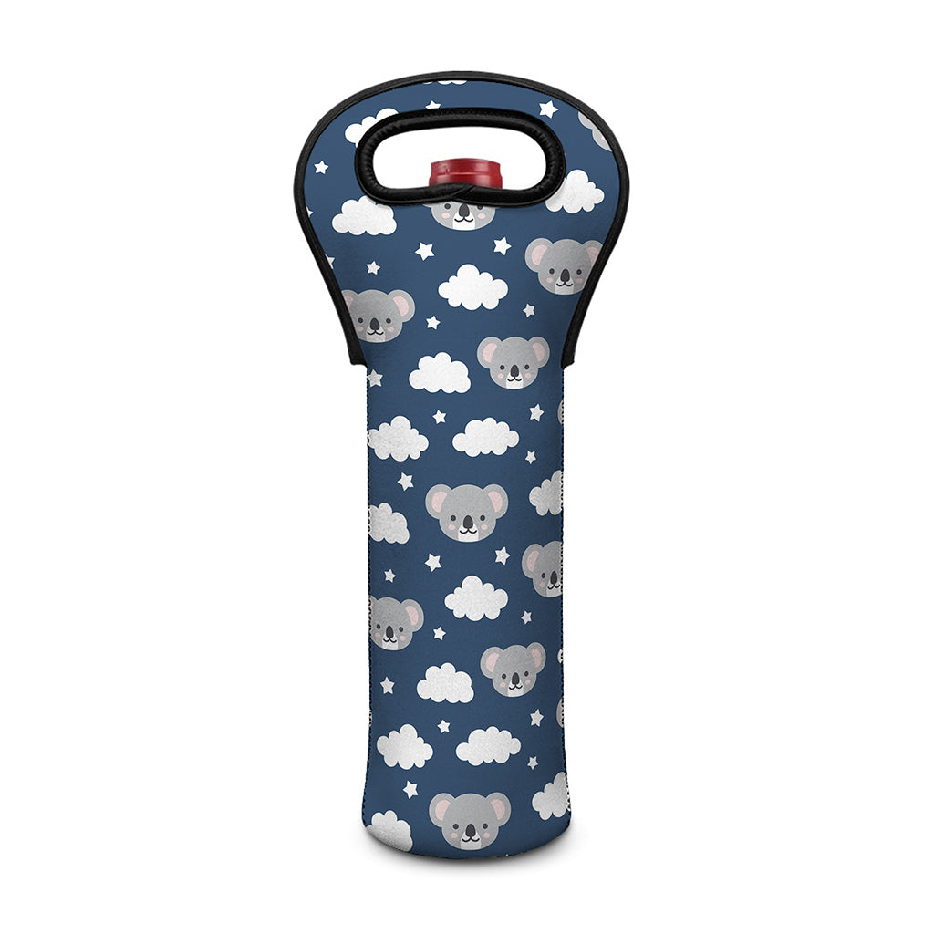Good Night Koala Pattern Print Single Neoprene Wine Tote