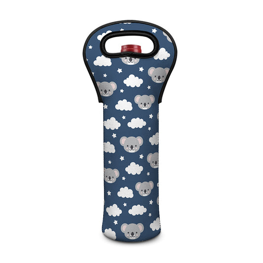 Good Night Koala Pattern Print Single Neoprene Wine Tote