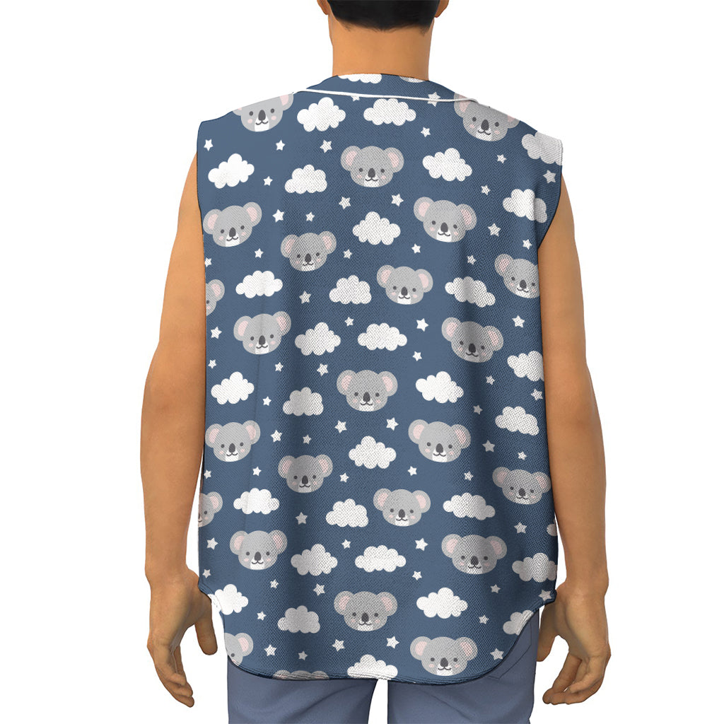 Good Night Koala Pattern Print Sleeveless Baseball Jersey