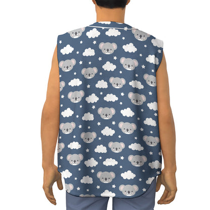 Good Night Koala Pattern Print Sleeveless Baseball Jersey