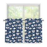 Good Night Koala Pattern Print Tier Curtains