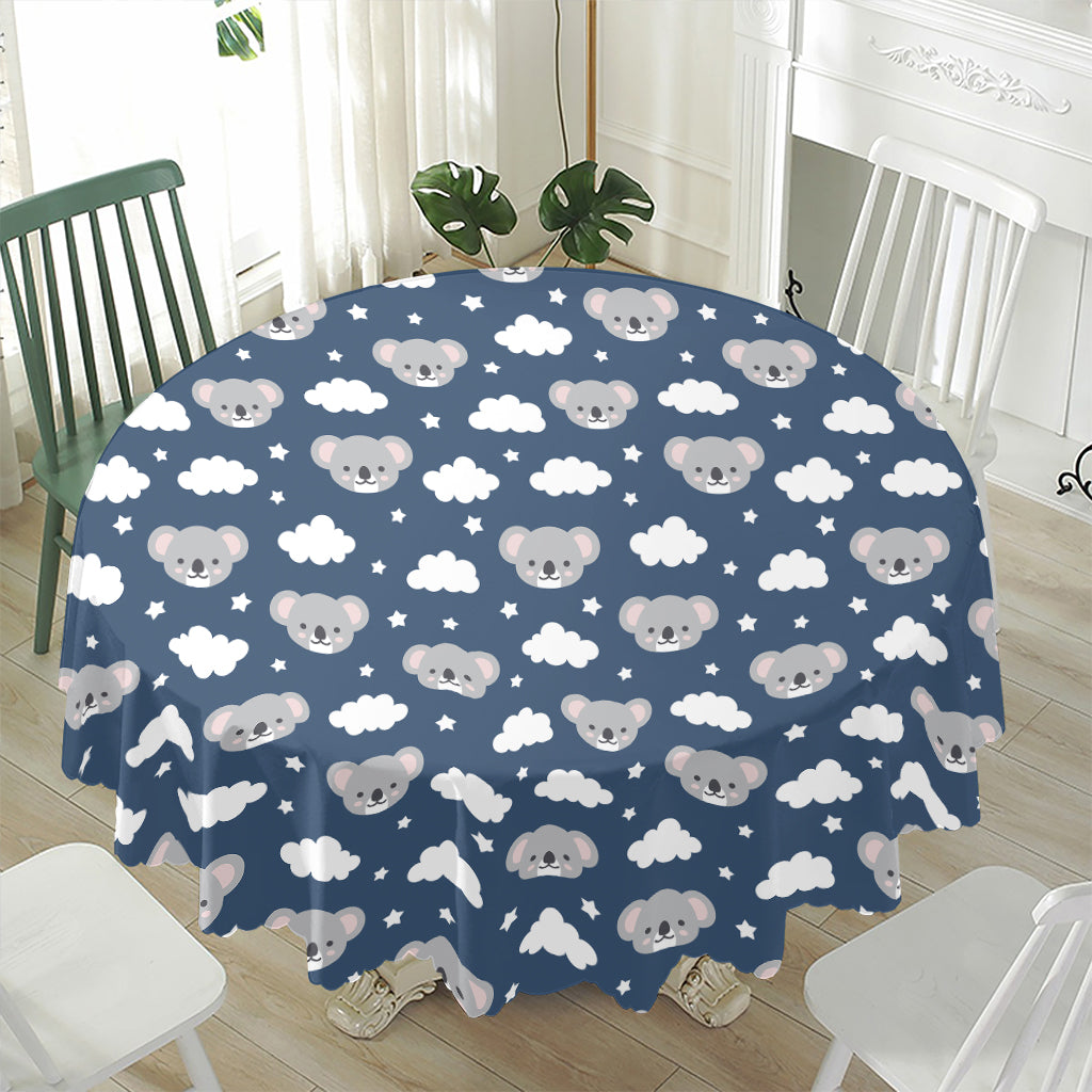 Good Night Koala Pattern Print Waterproof Round Tablecloth