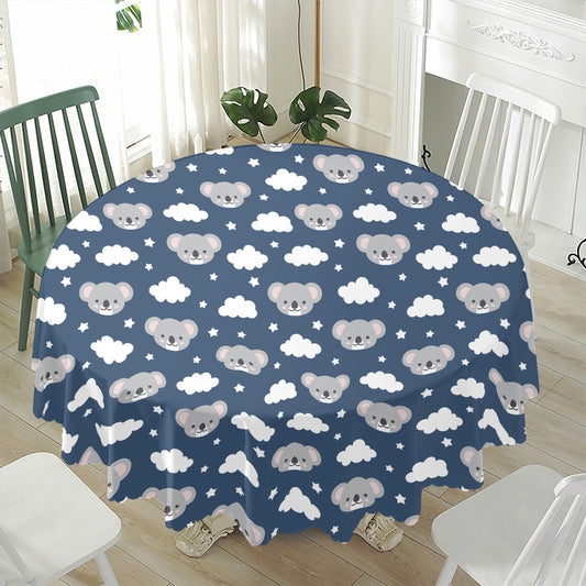 Good Night Koala Pattern Print Waterproof Round Tablecloth