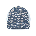 Good Night Koala Pattern Print White Mesh Trucker Hat