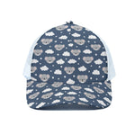 Good Night Koala Pattern Print White Mesh Trucker Cap