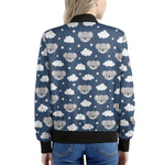 Good Night Koala Pattern Print Women's Bomber Jacket