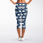 Good Night Koala Pattern Print Women's Capri Leggings