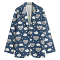 Good Night Koala Pattern Print Women's Cotton Blazer