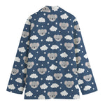 Good Night Koala Pattern Print Women's Cotton Blazer
