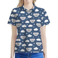 Good Night Koala Pattern Print Women's Polo Shirt