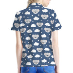 Good Night Koala Pattern Print Women's Polo Shirt