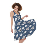 Good Night Koala Pattern Print Women's Sleeveless Dress