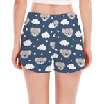 Good Night Koala Pattern Print Women's Split Running Shorts