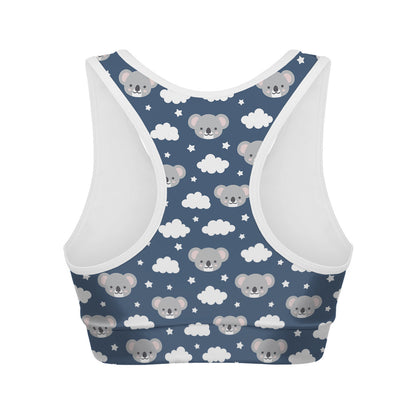 Good Night Koala Pattern Print Women's Sports Bra