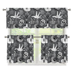 Gothic Wicca Curse Print 3 Piece Kitchen Curtains