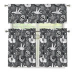 Gothic Wicca Curse Print 3 Piece Kitchen Curtains