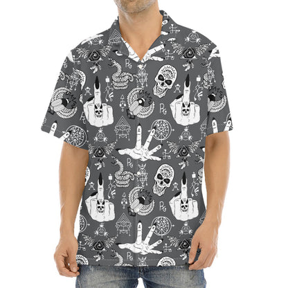 Gothic Wicca Curse Print Aloha Shirt