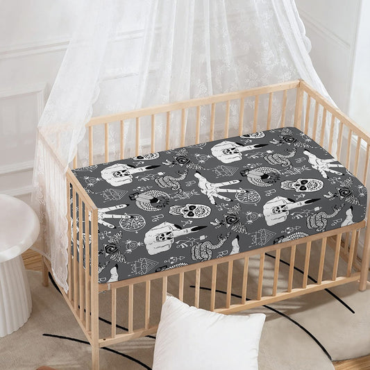 Gothic Wicca Curse Print Baby Crib Sheet