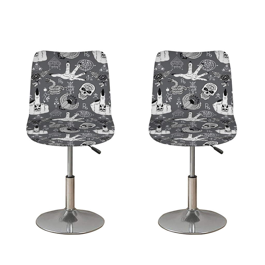 Gothic Wicca Curse Print Bar Stool Covers